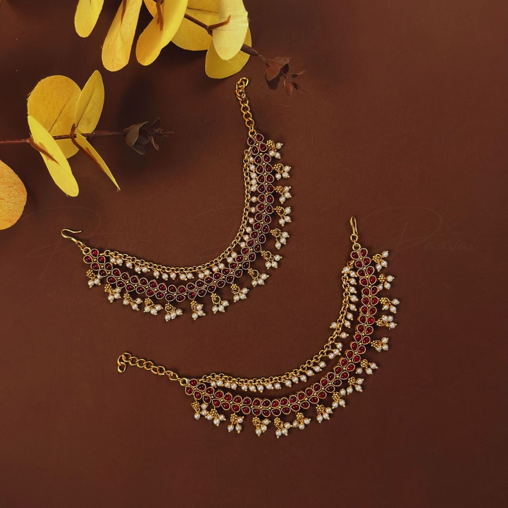 Royal Pearl Stone Pink Jhumka Chain 6001