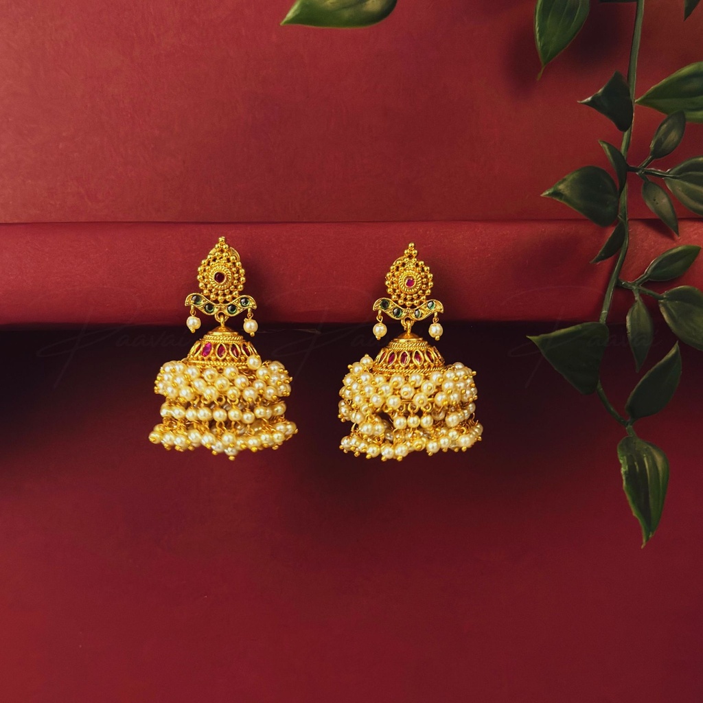 Antique Gold Pearl Bead Earring 3008