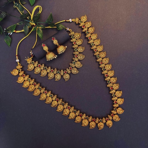 Traditional Mango Gold Ruby Stone Set 7002