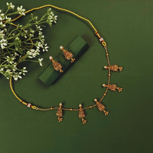 Deity Gold Bead Necklace Set 1051