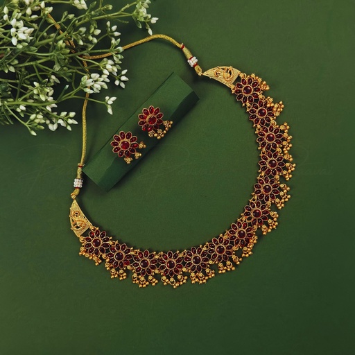 Ruby Temple Garland Necklace 1055