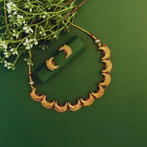 Stone Red Necklace Earring Set 1004