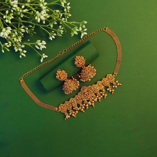 Gold Choker Jhumka Earring Set 1021