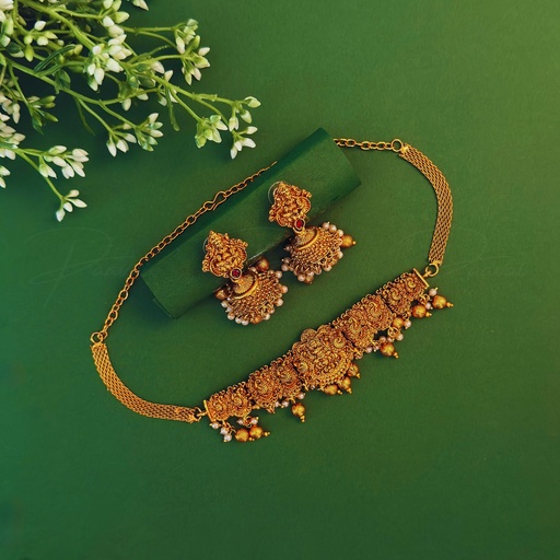 Peacock Gold Choker Jhumka Earring Set 1020