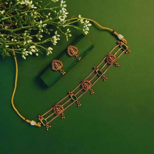 Traditional Deity Stone Bead Green Necklace Choker Chain 1047