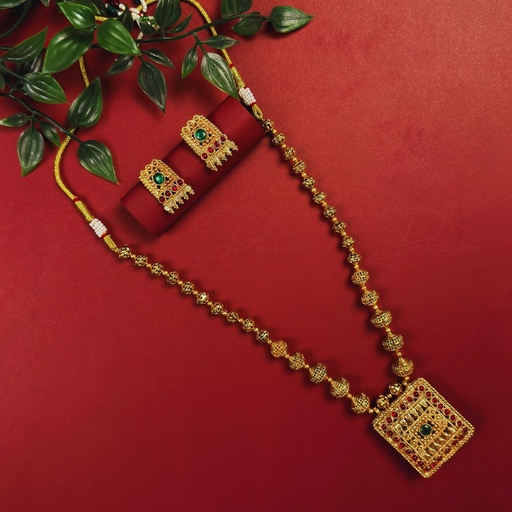 Traditional Reversible Ruby Stone Green Necklace Set 2015