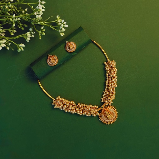 Deity Gold Pearl Necklace Earring Pendant Set 1042