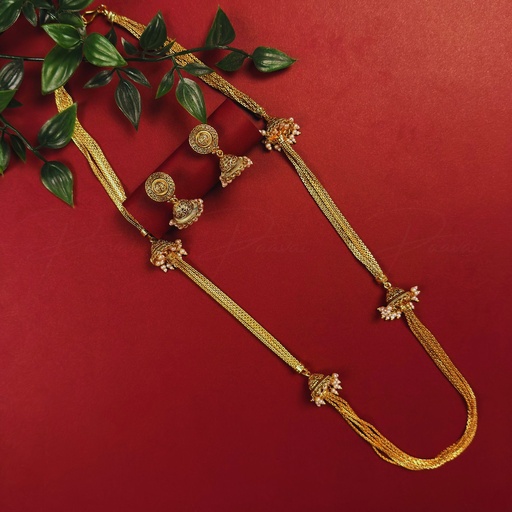 Exquisite Gold Jhumka Necklace Earring Set 2018