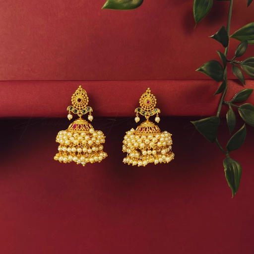 Antique Gold Pearl Bead Earring 3008