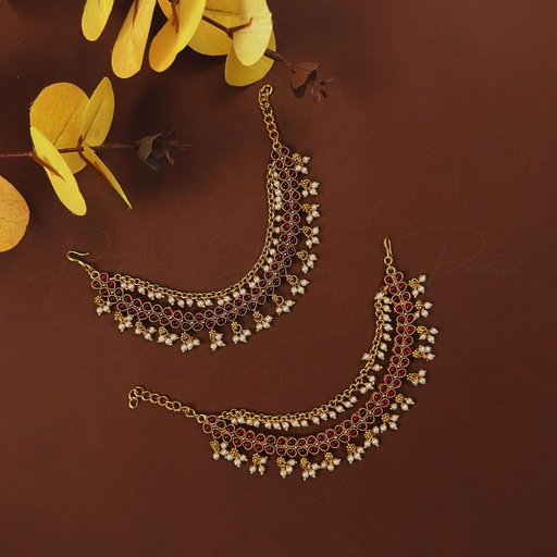 Royal Pearl Stone Pink Jhumka Chain 6001