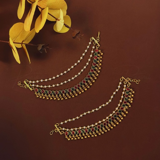 Traditional Pearl Ruby Emerald Chain 6004